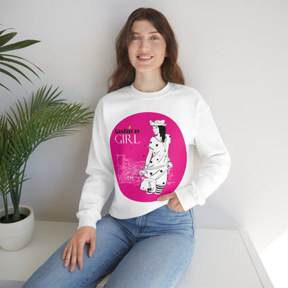 Pink Fashion girl Crewneck Sweatshirt