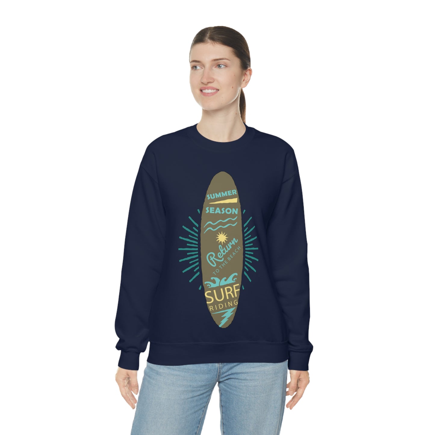 Surf Riding Summer Crewneck Sweatshirt