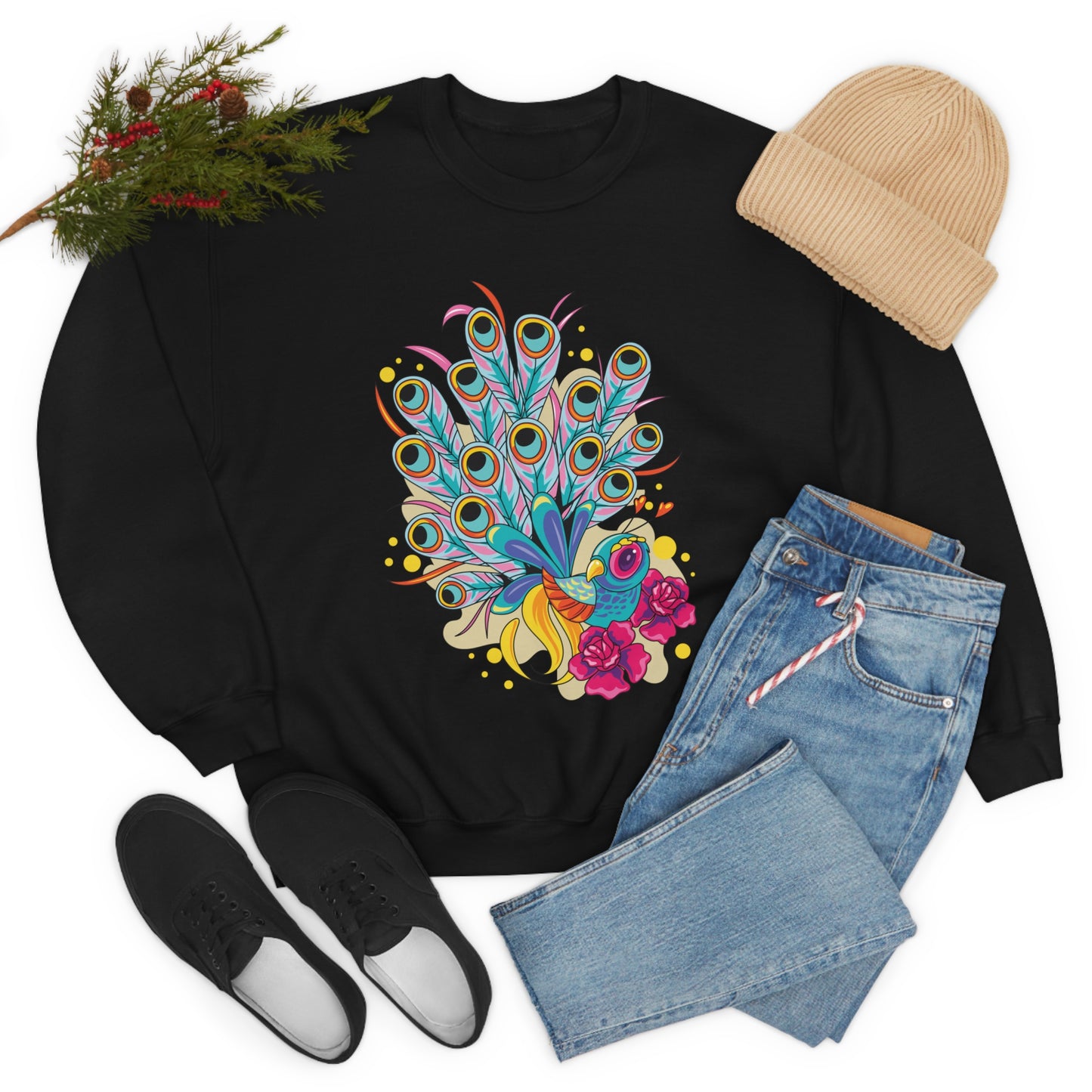 Colorful Peacock Crewneck Sweatshirt