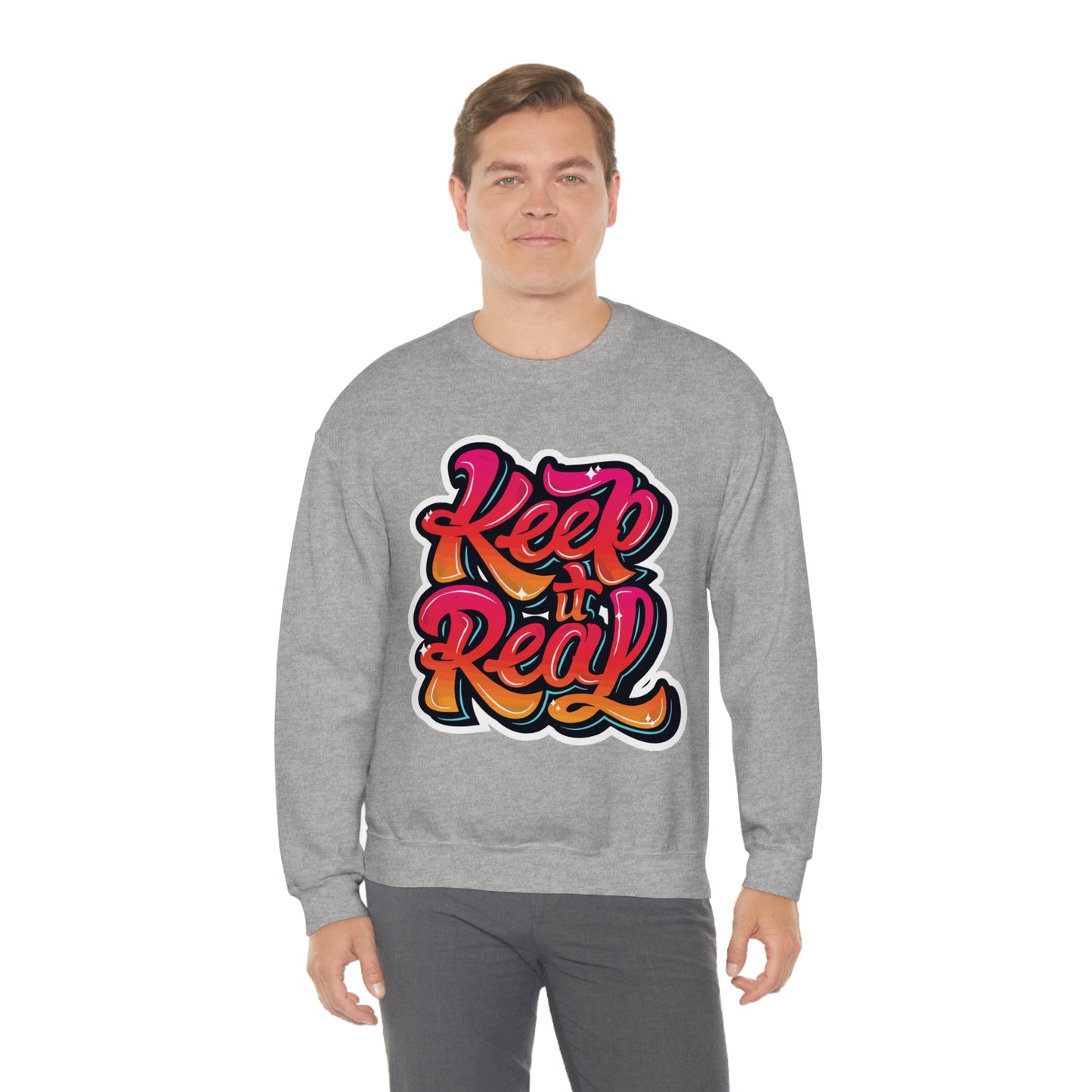 Keep it real colorful graffiti logo Crewneck Sweatshirt