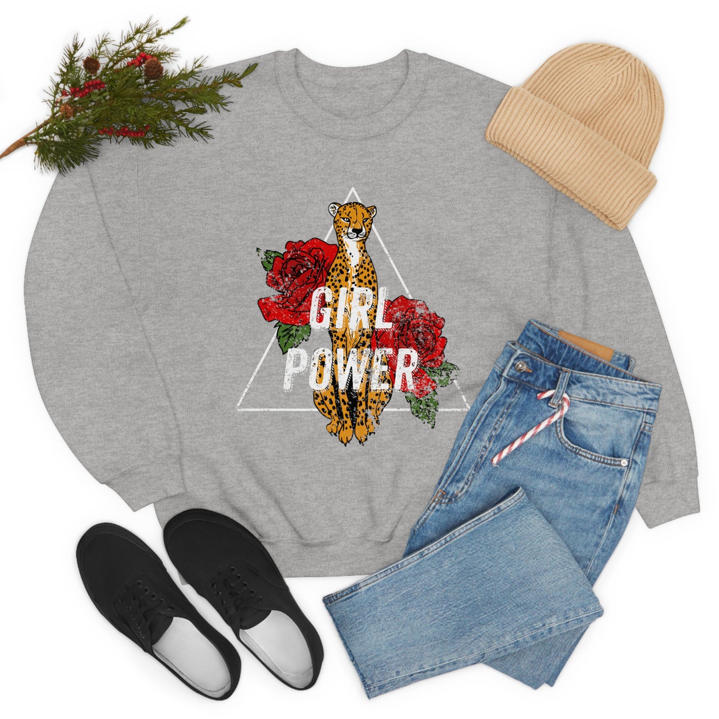 Girl Power Cheetah Edition Crewneck Sweatshirt