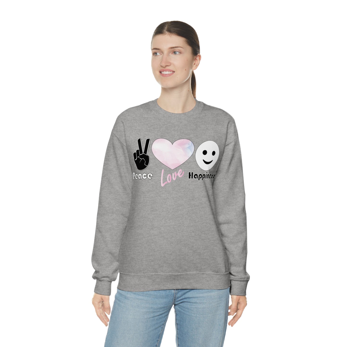 Peace-Love-Happiness Crewneck Sweatshirt