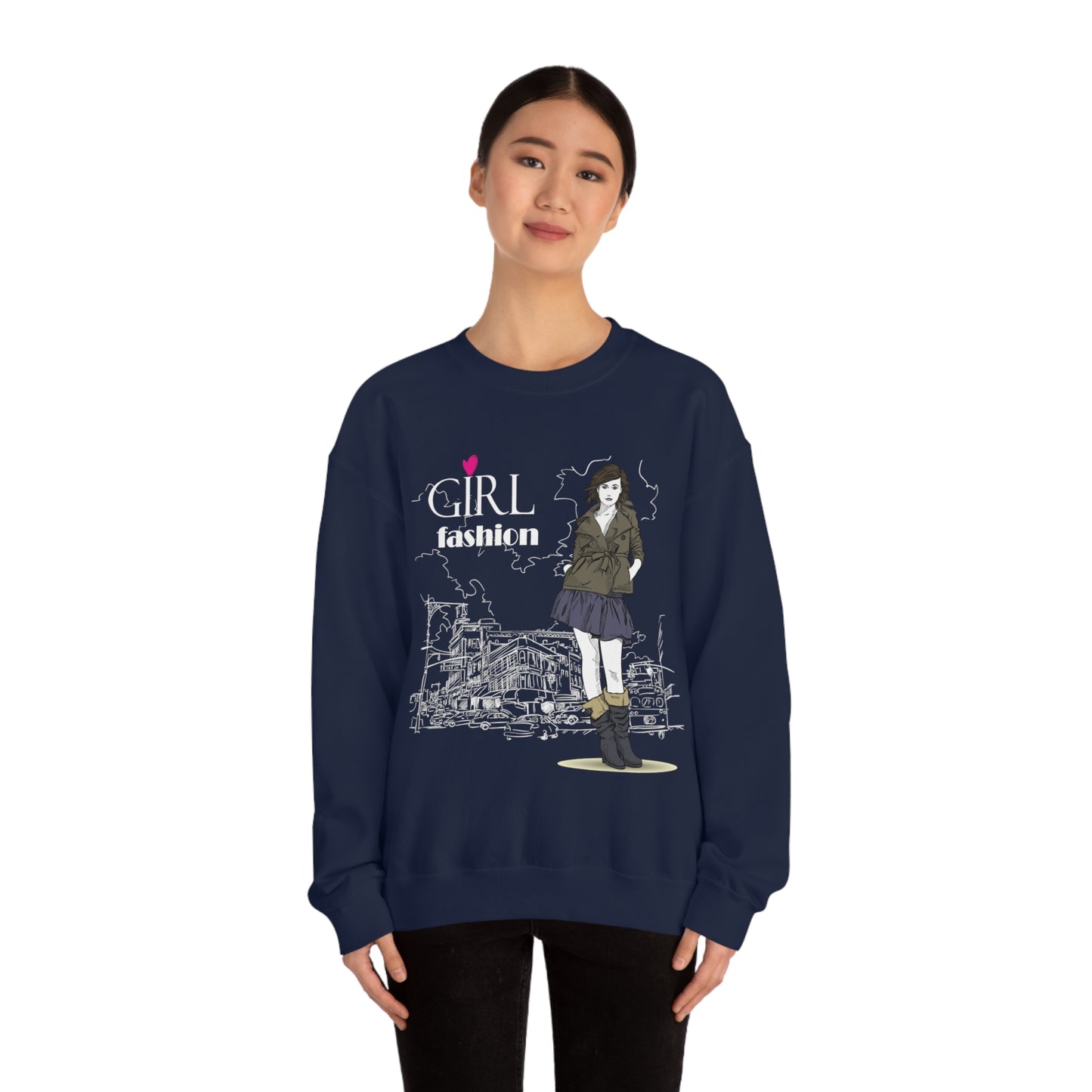 Girl with fashion Crewneck Sweatshirt