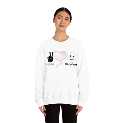 Peace-Love-Happiness Crewneck Sweatshirt