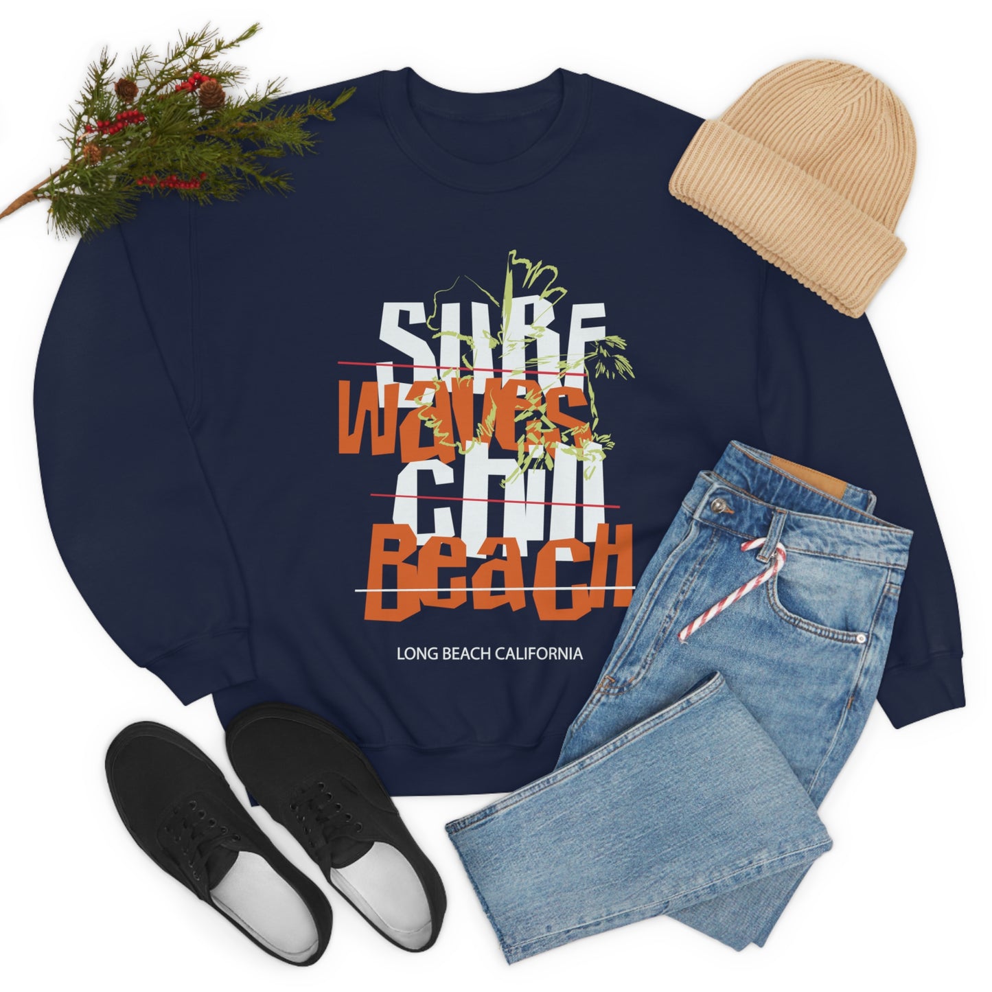 Surf Waves Chill Beach Crewneck Sweatshirt