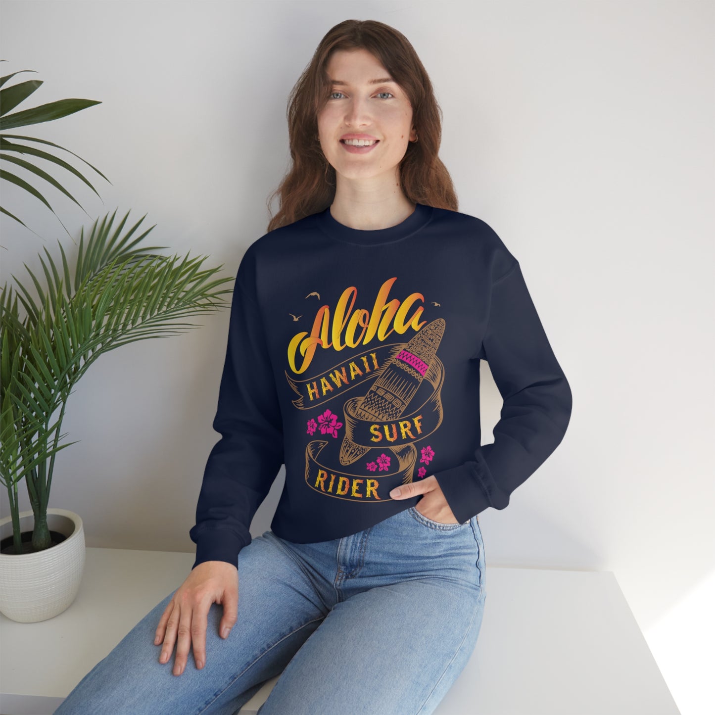 Aloha Hawaii Surf Rider Crewneck Sweatshirt