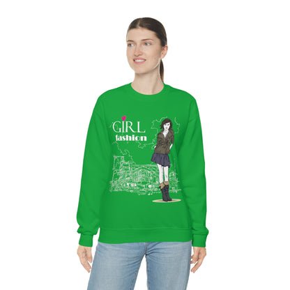 Girl with fashion Crewneck Sweatshirt