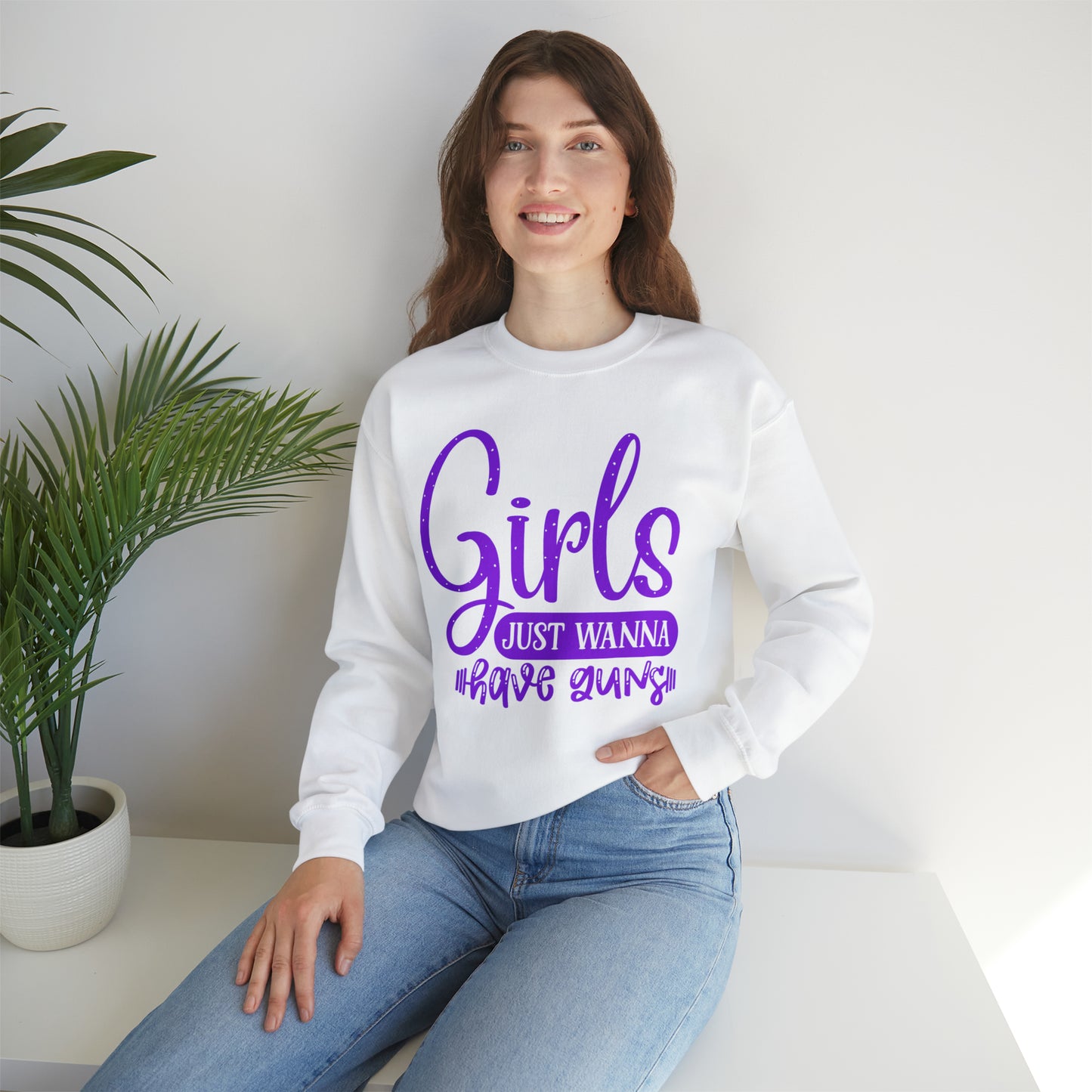 Girls Just Wanna Have Guns Crewneck Sweatshirt