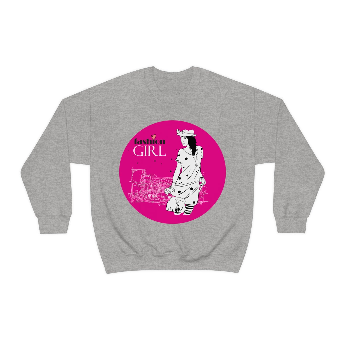 Pink Fashion girl Crewneck Sweatshirt