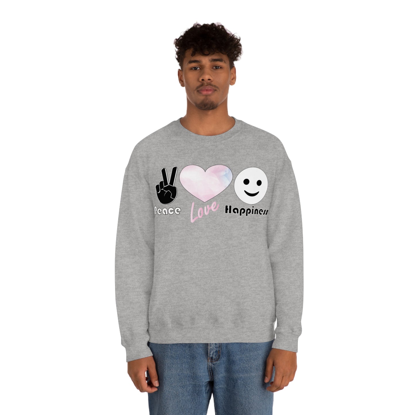 Peace-Love-Happiness Crewneck Sweatshirt