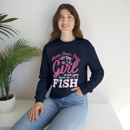 Girl Fishing Crewneck Sweatshirt