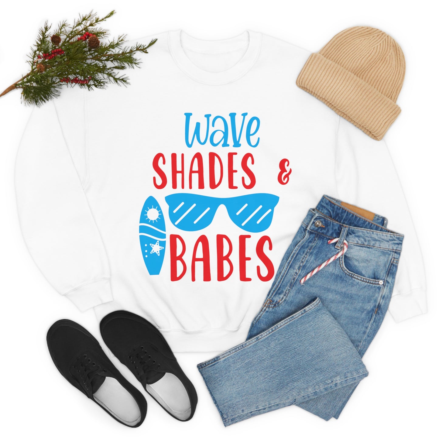 Wave Shades and Babes Crewneck Sweatshirt