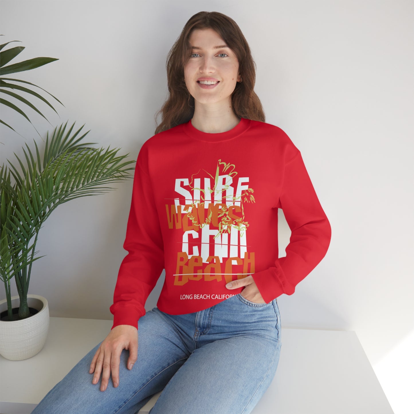 Surf Waves Chill Beach Crewneck Sweatshirt