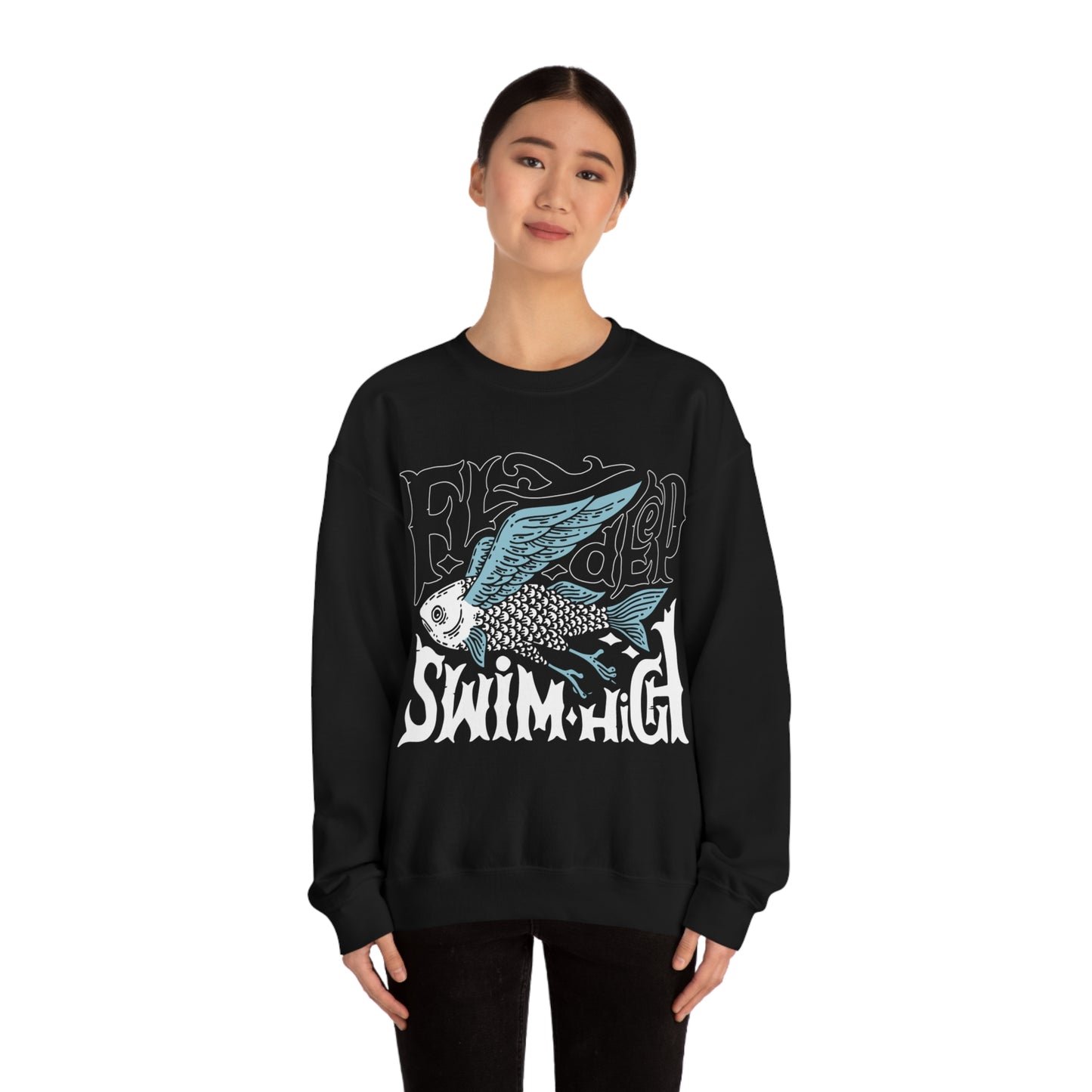 Fly deep swim high Crewneck Sweatshirt