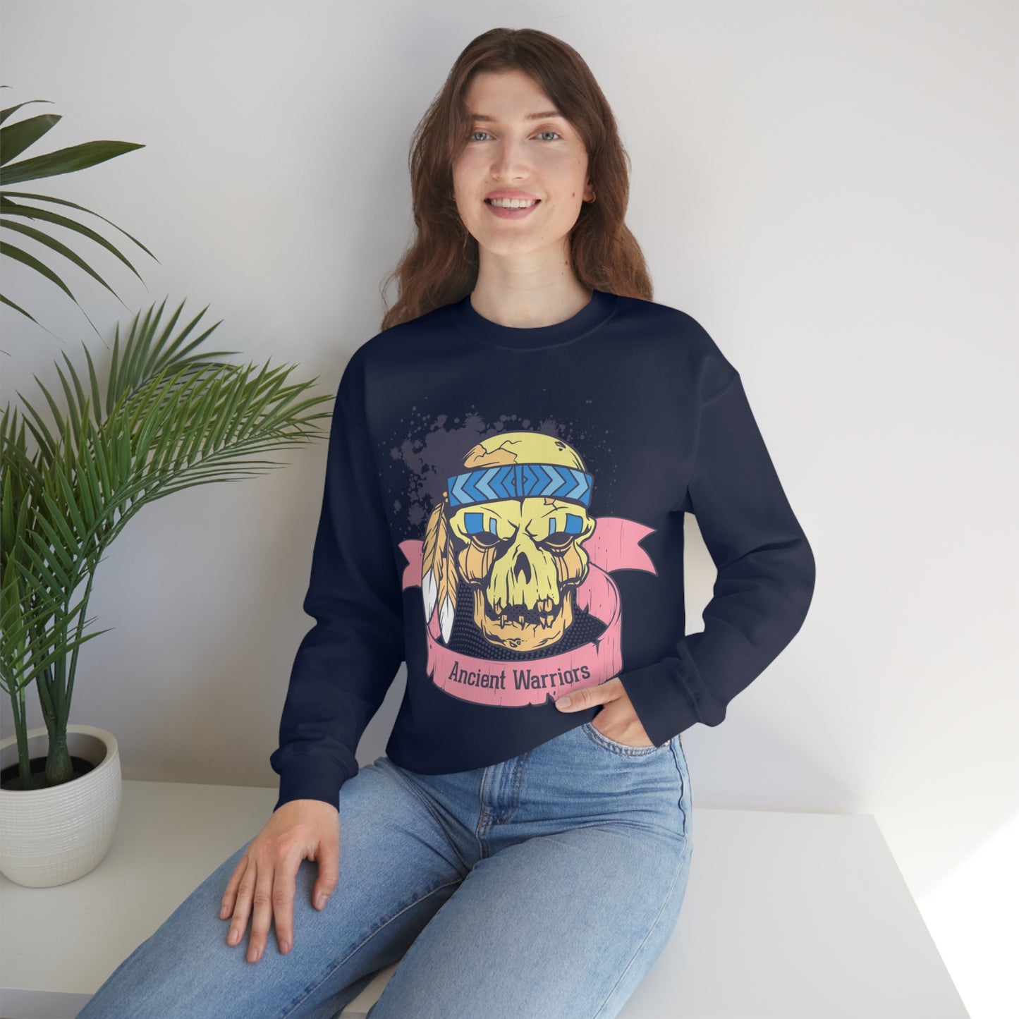 Ancient Warrior Skull Chief Crewneck Sweatshirt