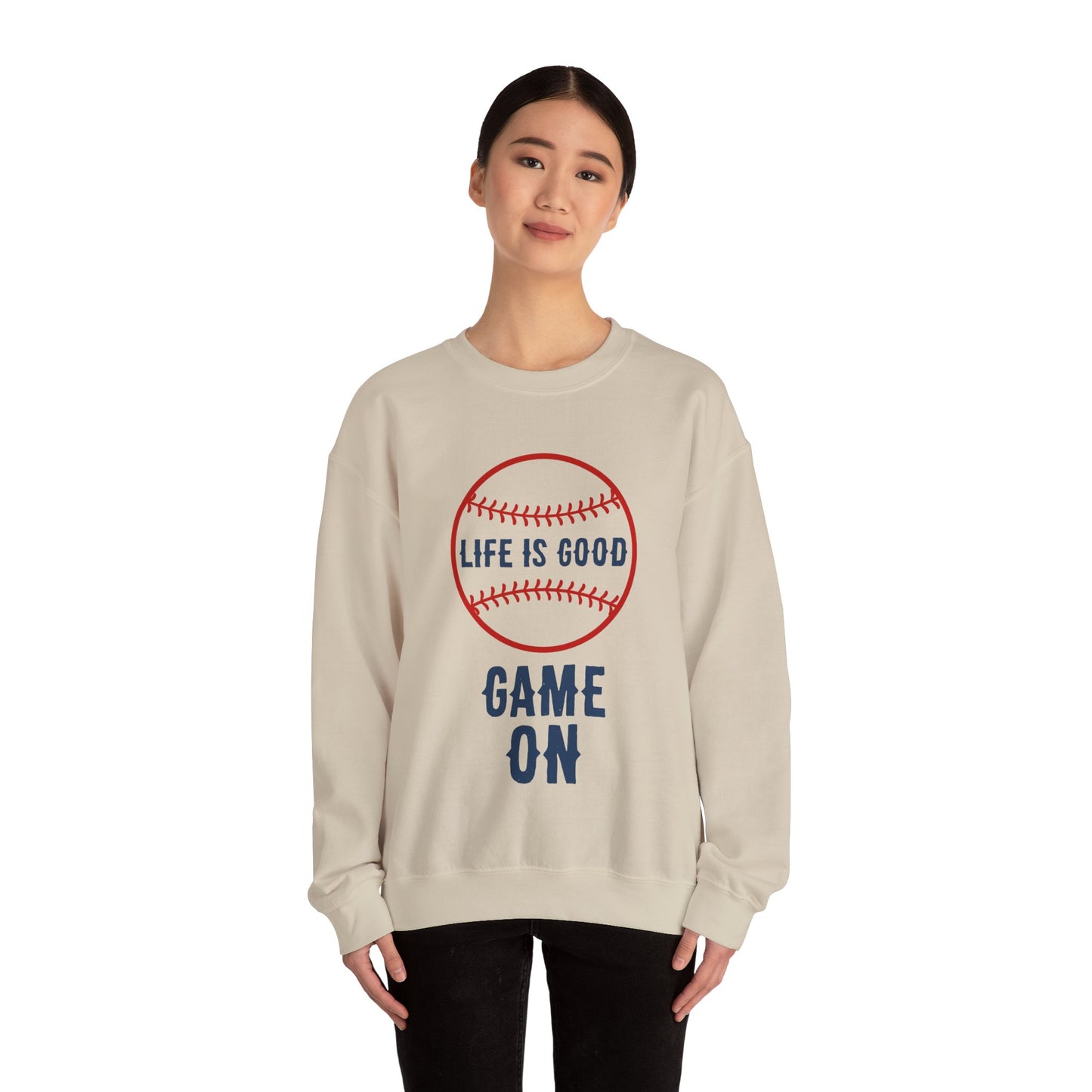 Life is Good Game On Crewneck Sweatshirt