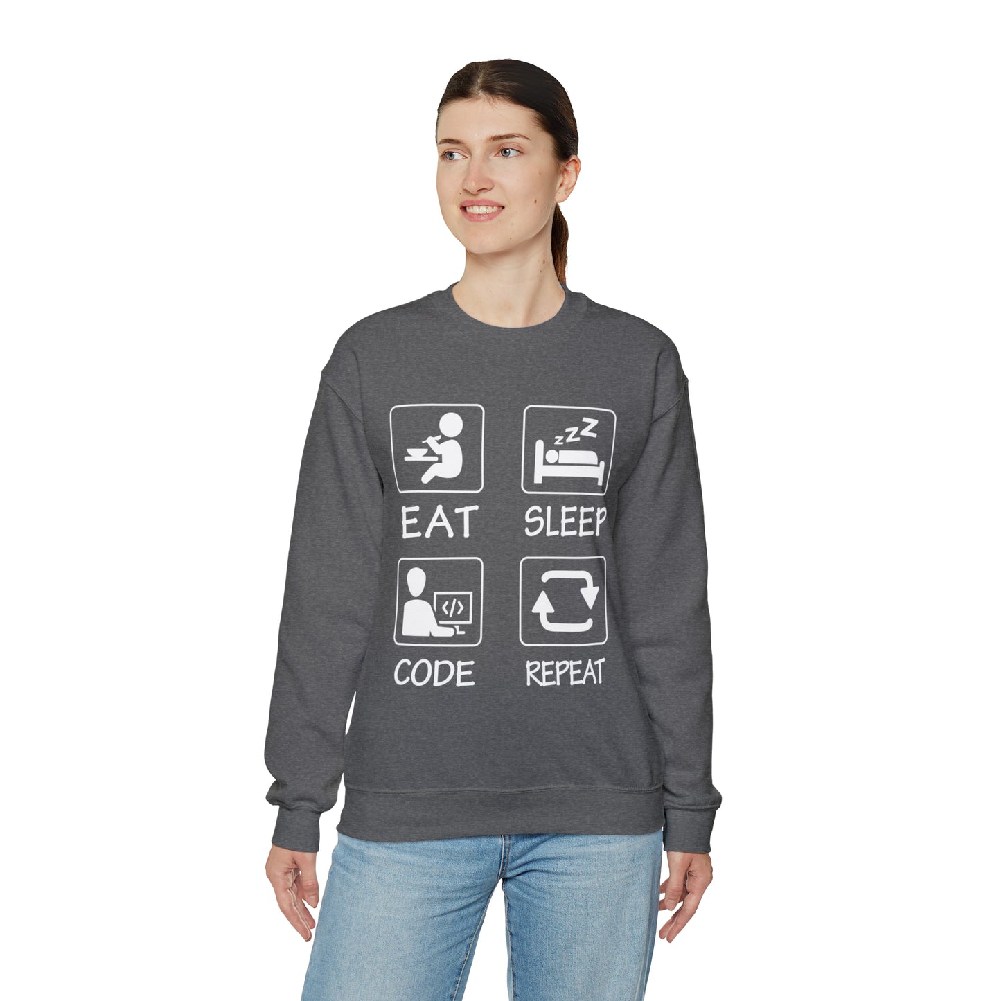 Eat sleep Code Repeat Crewneck Sweatshirt