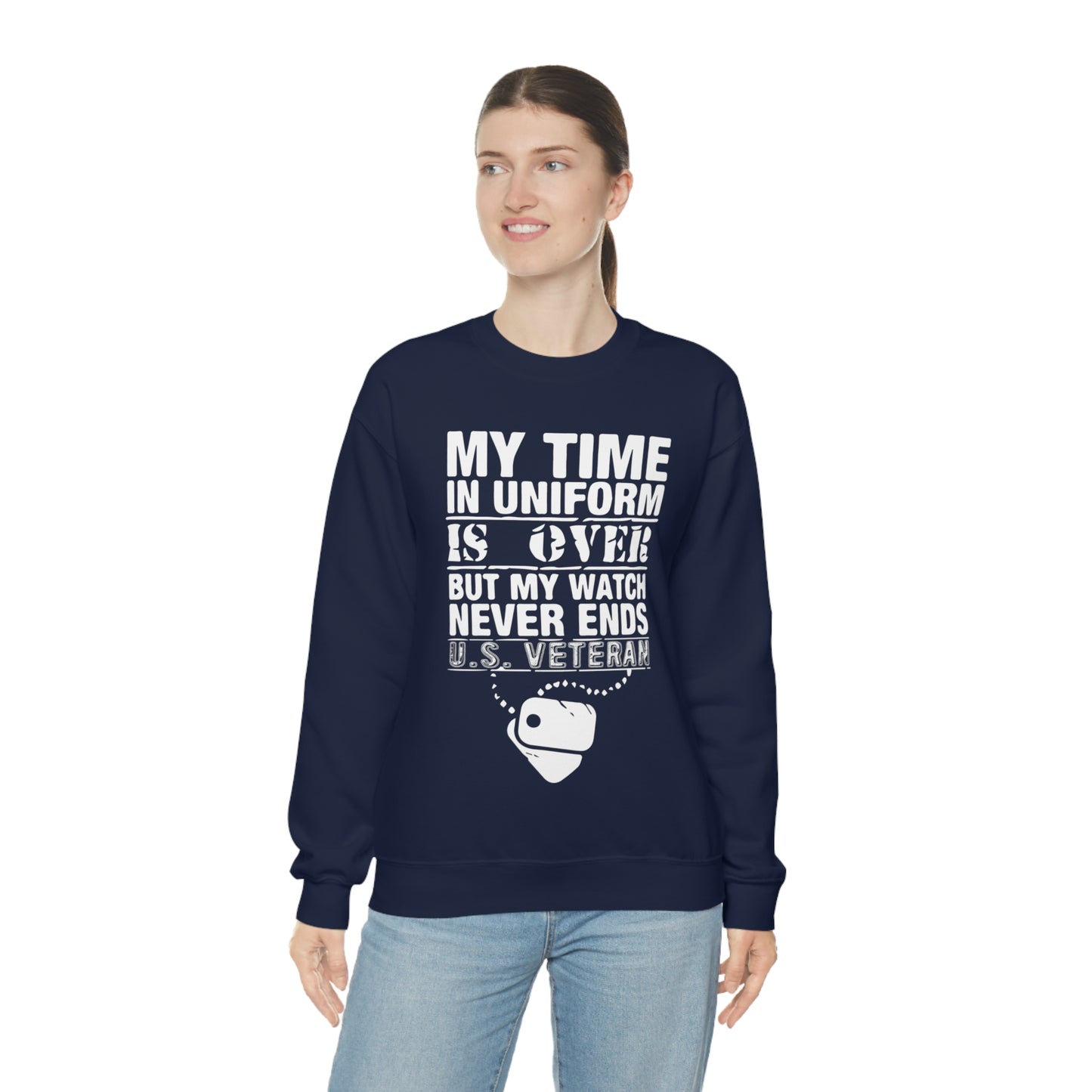 my time in uniform is over Crewneck Sweatshirt