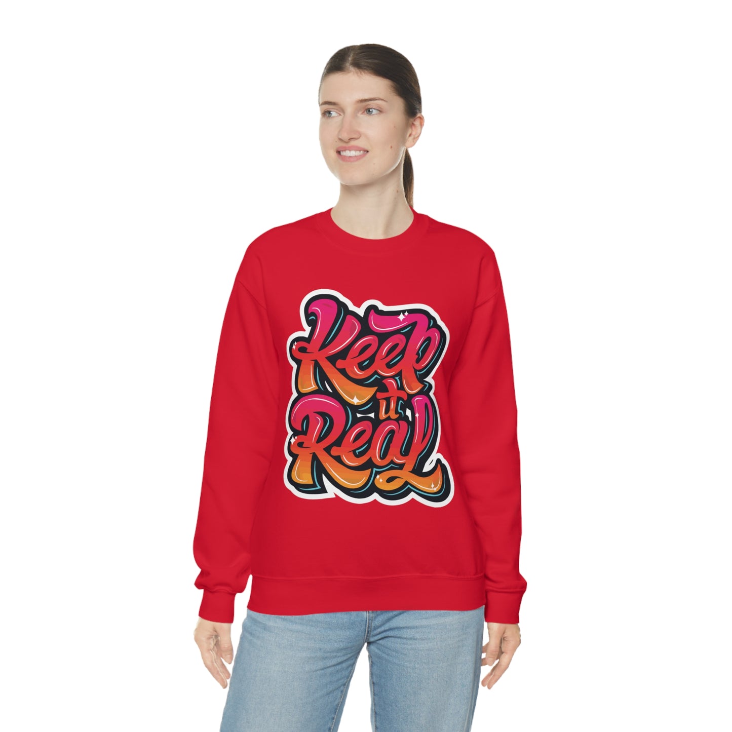 Keep it real colorful graffiti logo Crewneck Sweatshirt