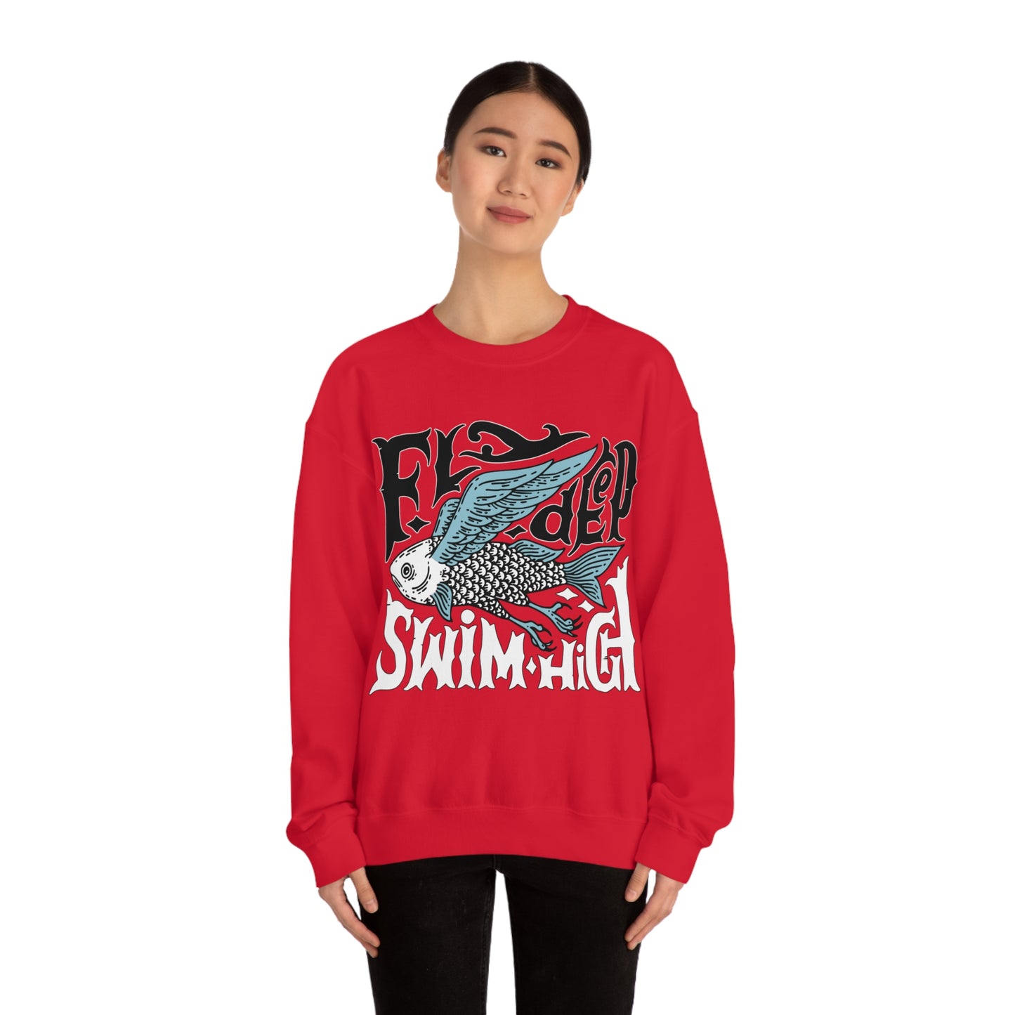 Fly deep swim high Crewneck Sweatshirt