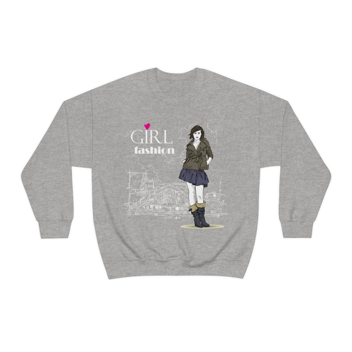 Girl with fashion Crewneck Sweatshirt