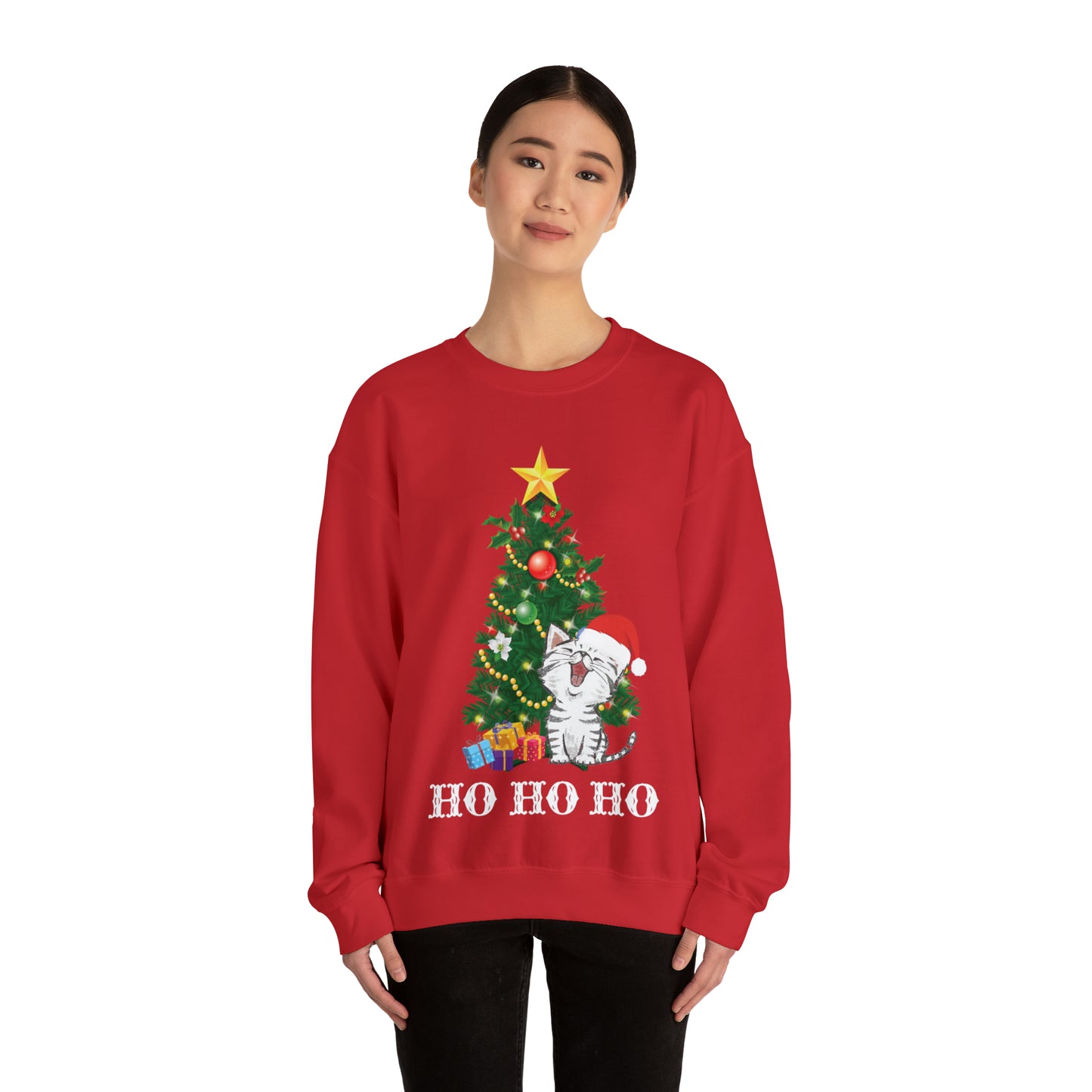 HO HO HO Cat Christmas Crewneck Sweatshirt