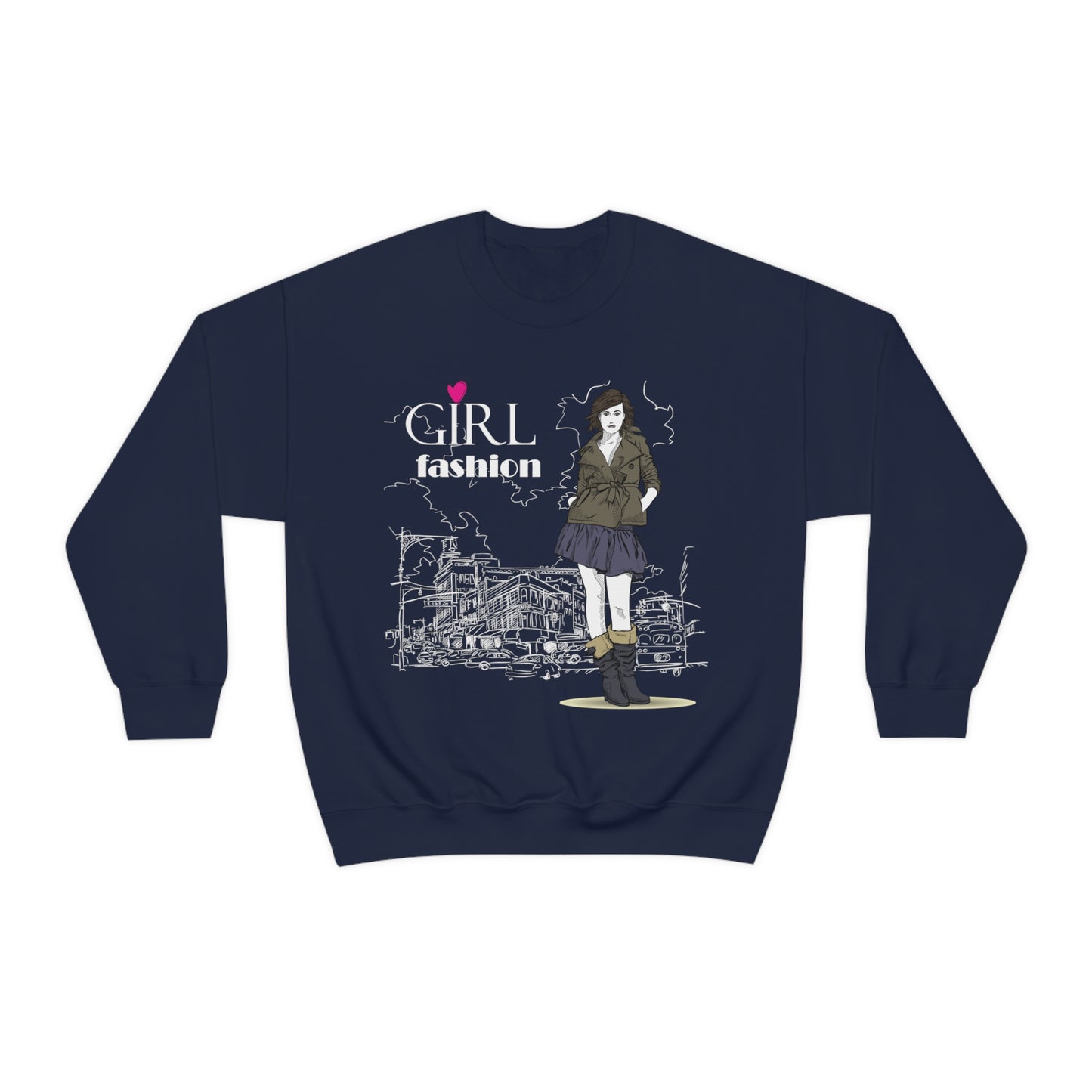 Girl with fashion Crewneck Sweatshirt