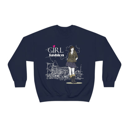 Girl with fashion Crewneck Sweatshirt