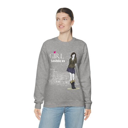 Girl with fashion Crewneck Sweatshirt