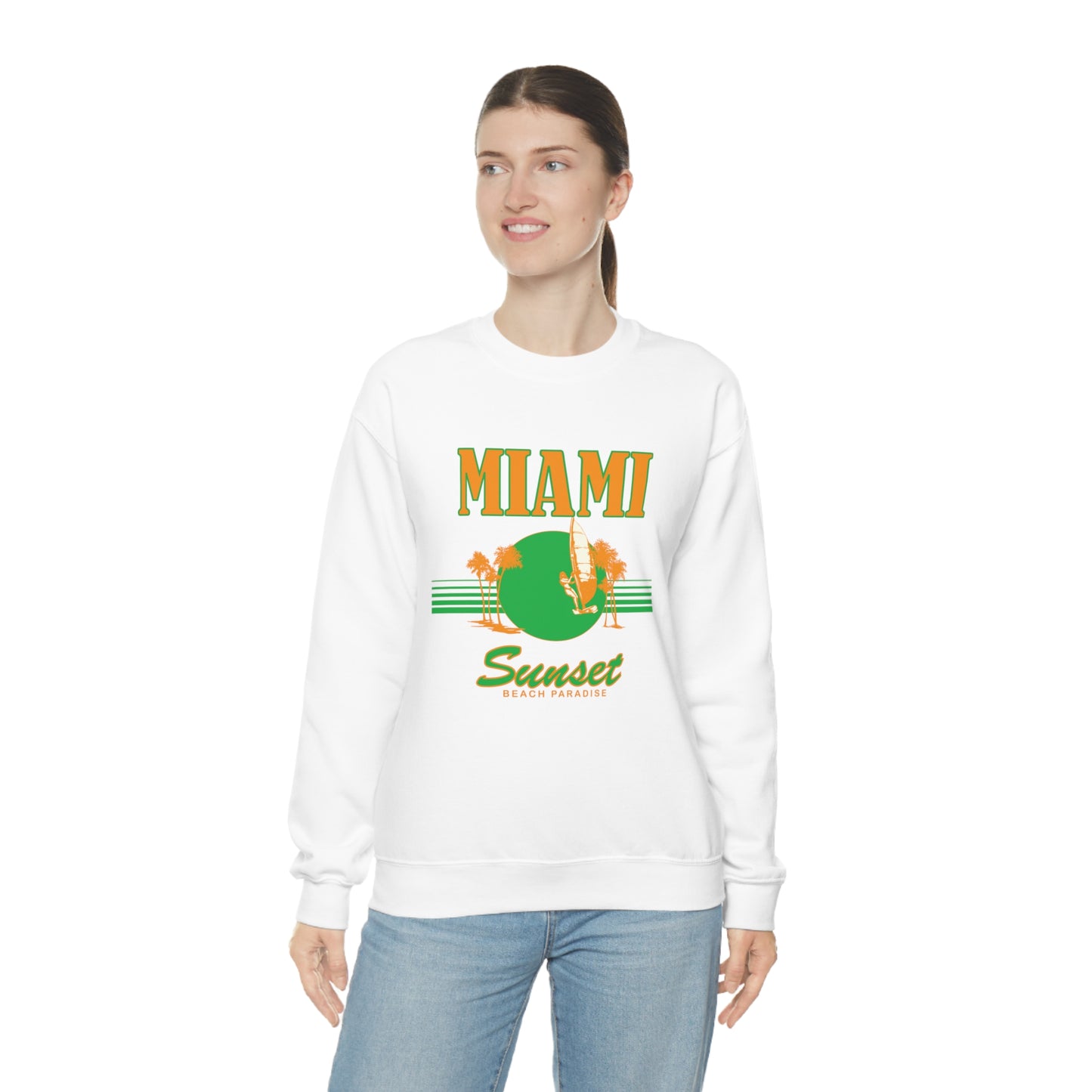 Miami Sunset Beach Paradise Crewneck Sweatshirt