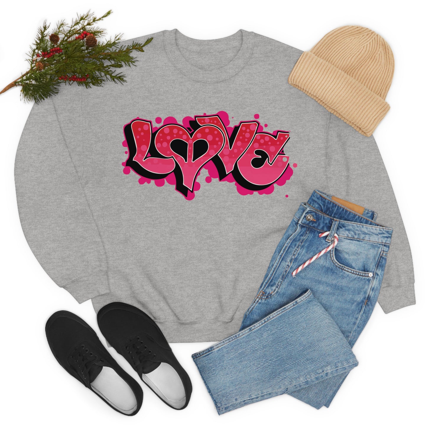 Peace and Love graffiti Crewneck Sweatshirt