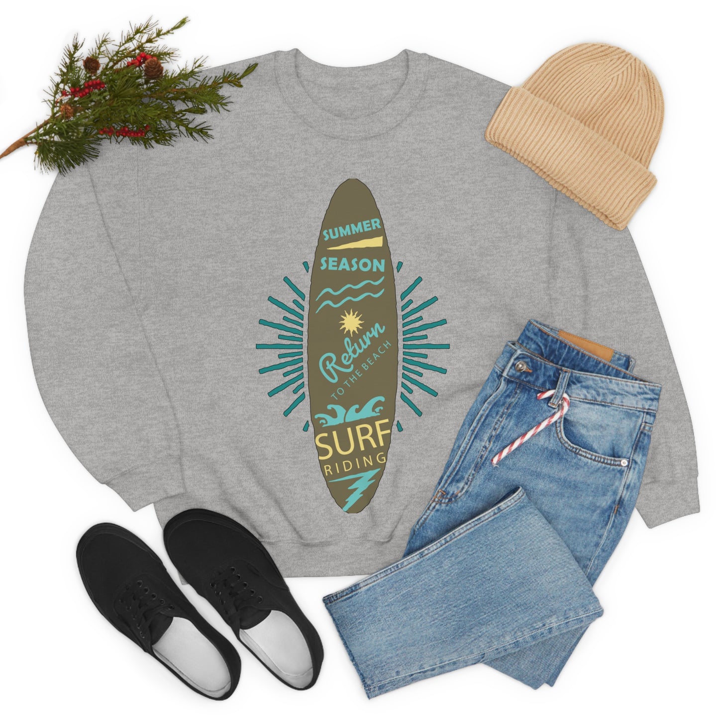 Surf Riding Summer Crewneck Sweatshirt