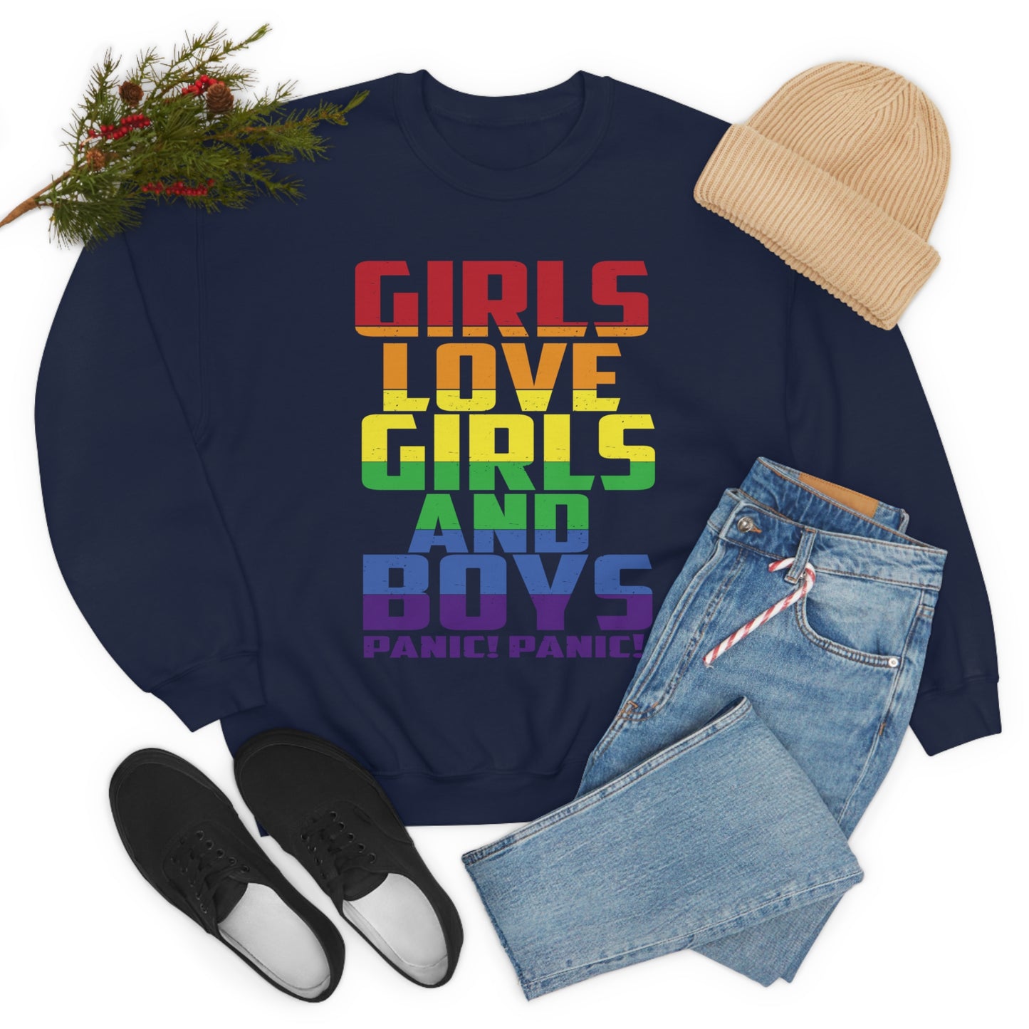 Girls Love Girls and Boys Crewneck Sweatshirt