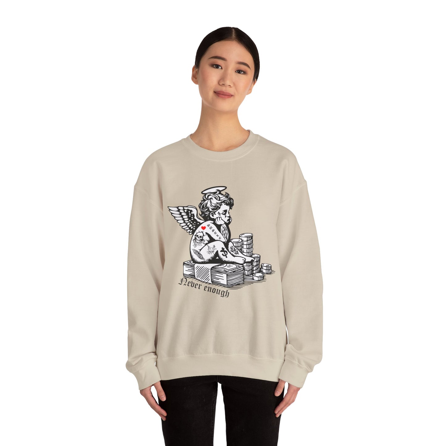 Never enough hustler angel Crewneck Sweatshirt