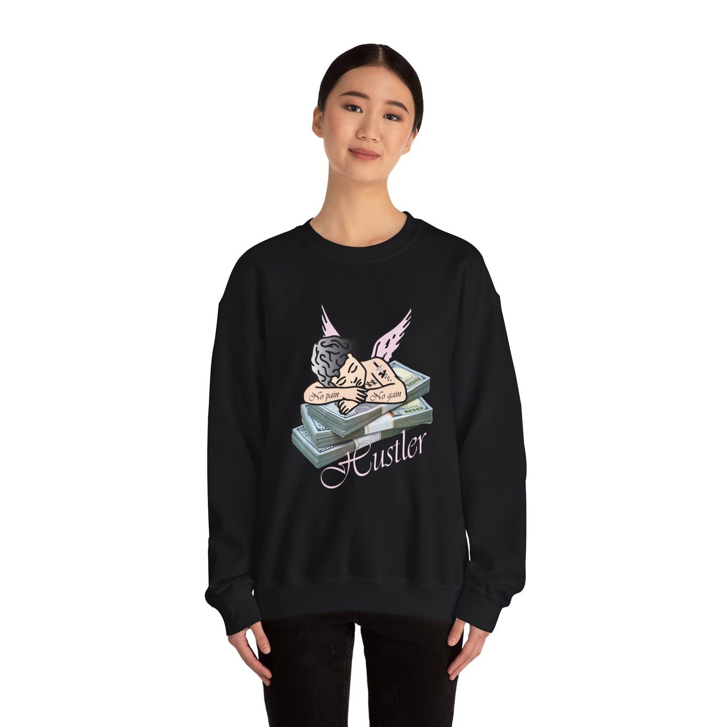 Hustler angel no pain no gain Crewneck Sweatshirt