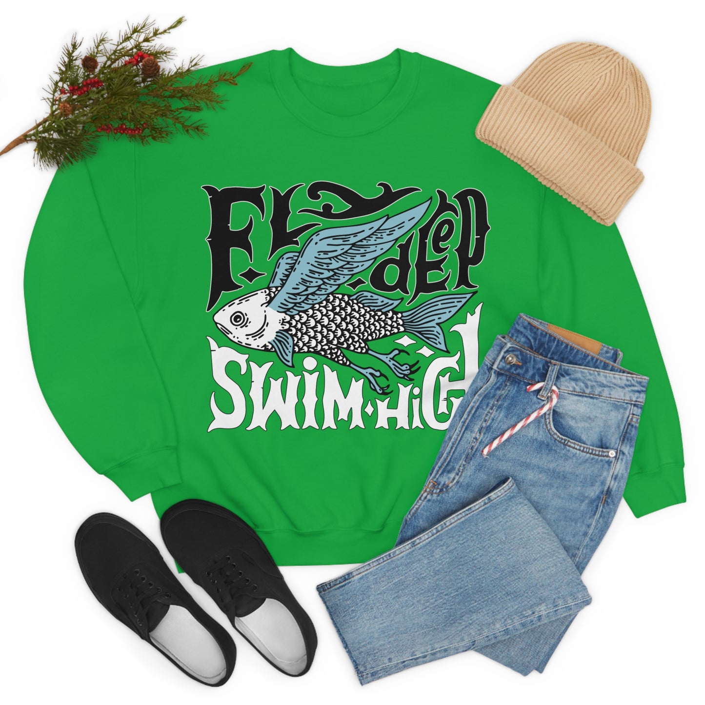 Fly deep swim high Crewneck Sweatshirt