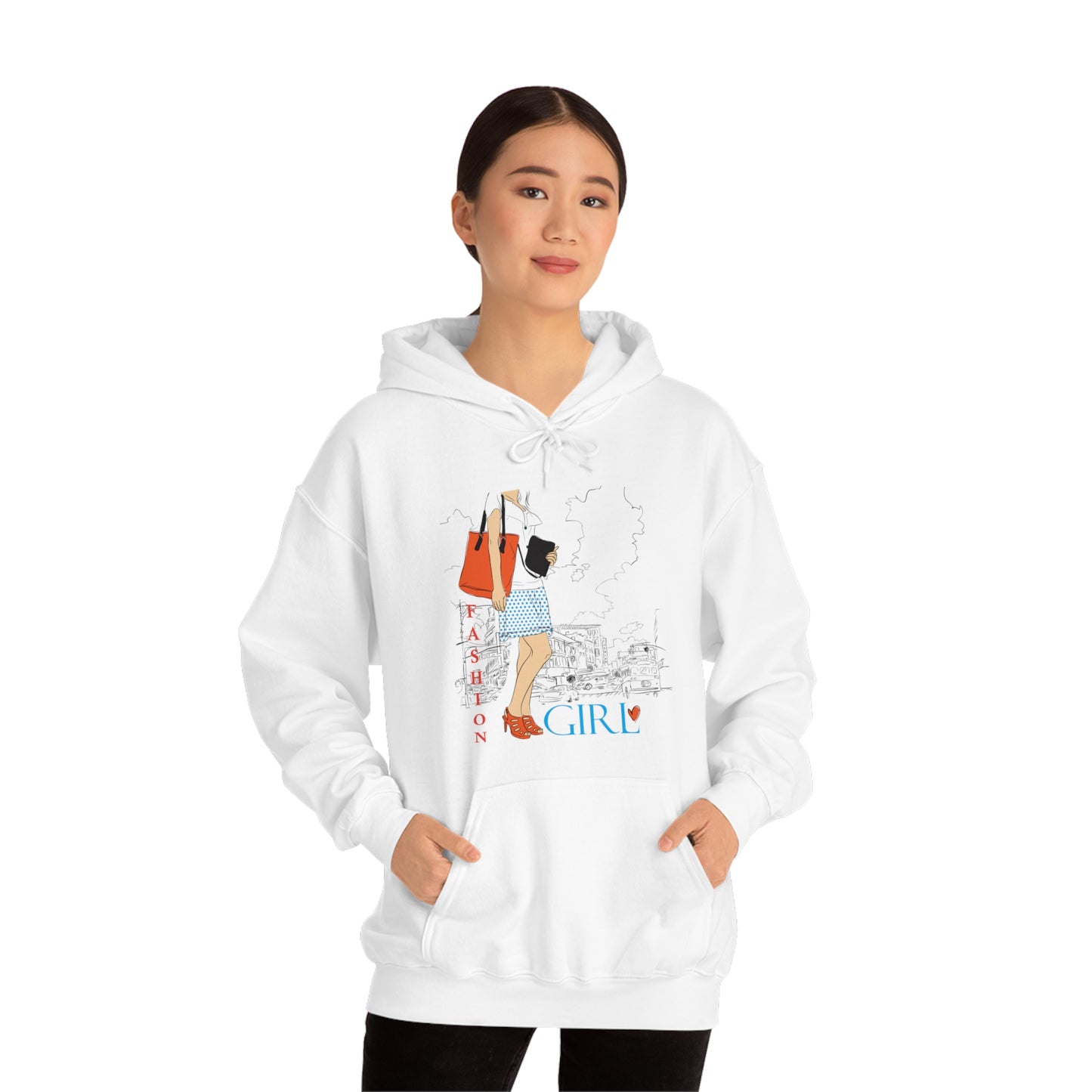 Fashion girl with a bag Hoodie