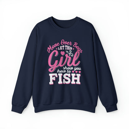 Girl Fishing Crewneck Sweatshirt