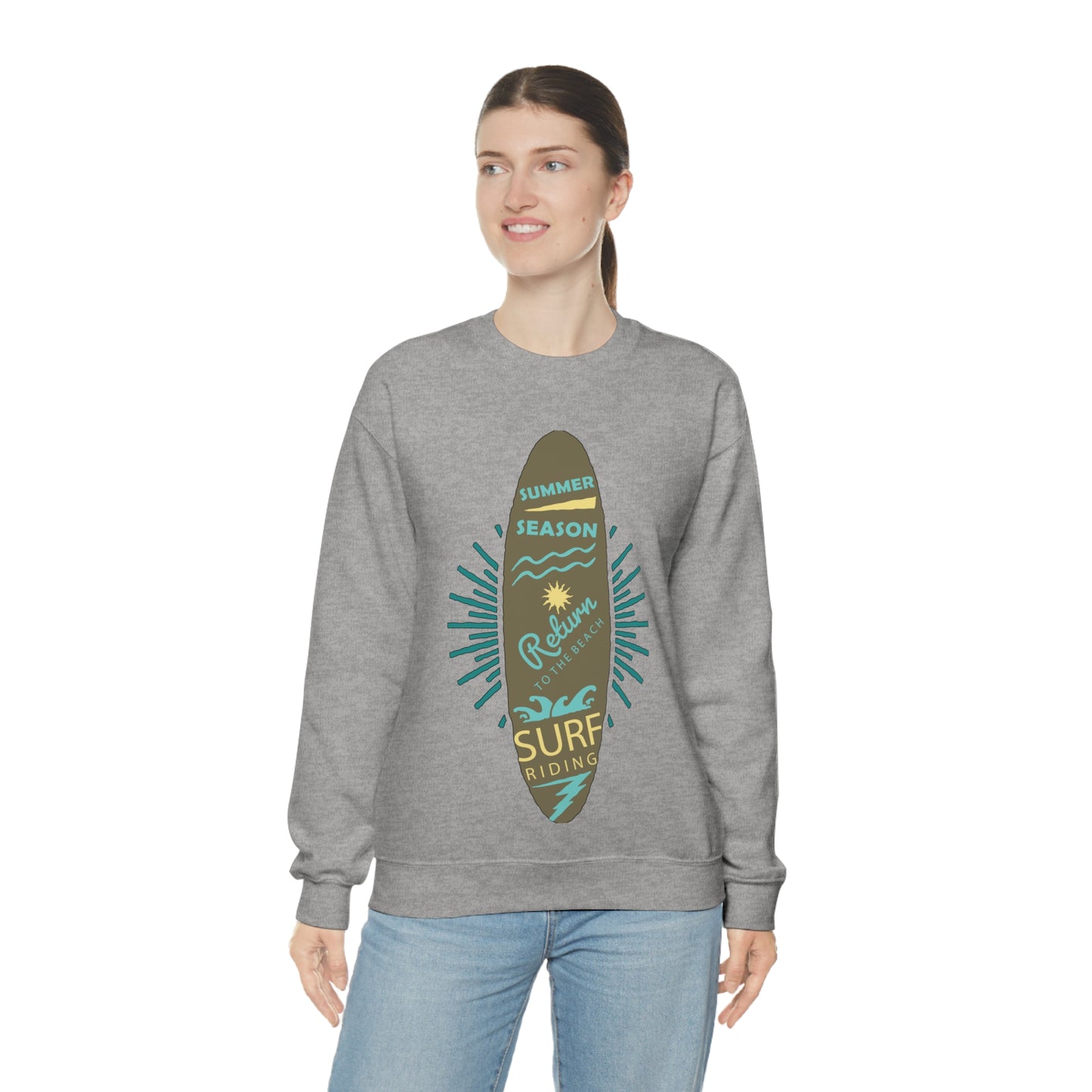 Surf Riding Summer Crewneck Sweatshirt