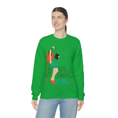 Fashion girl with a bag Crewneck Sweatshirt