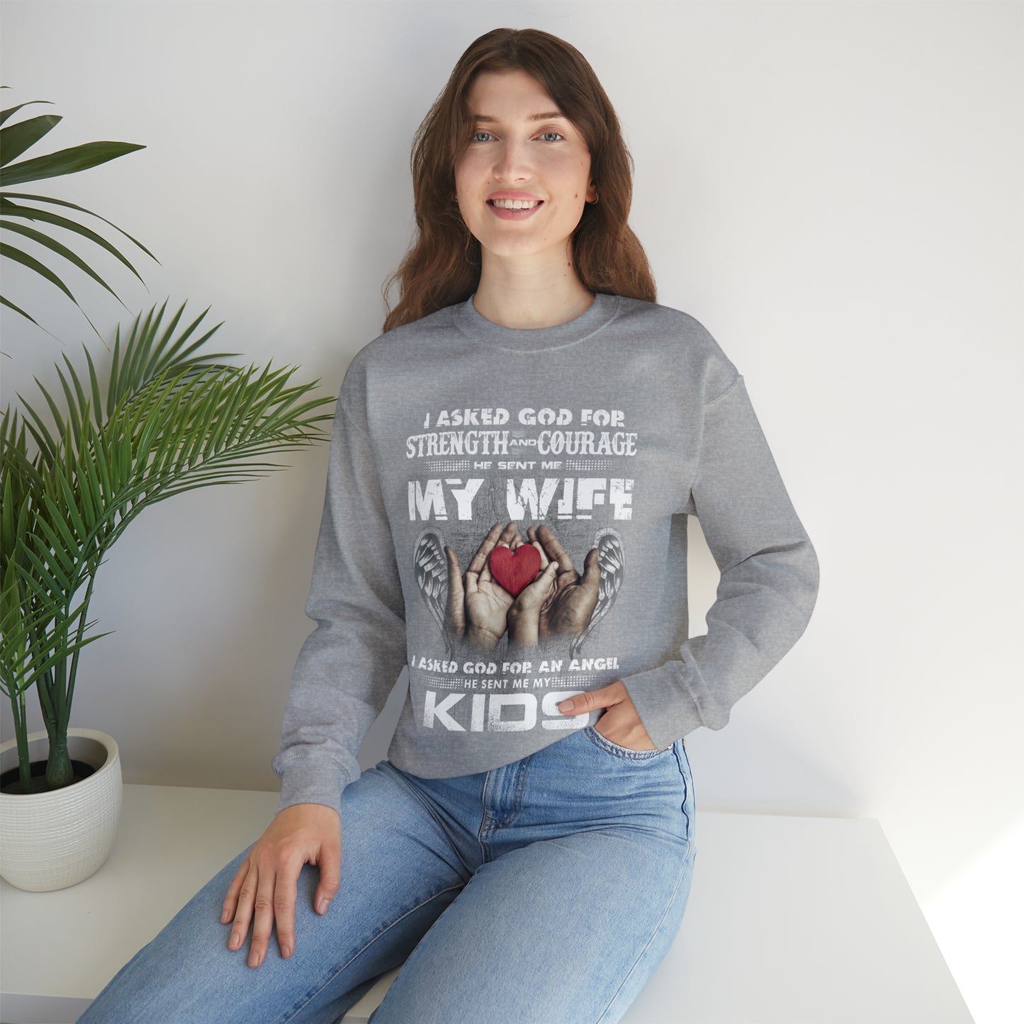 My wife and kids Crewneck Sweatshirt