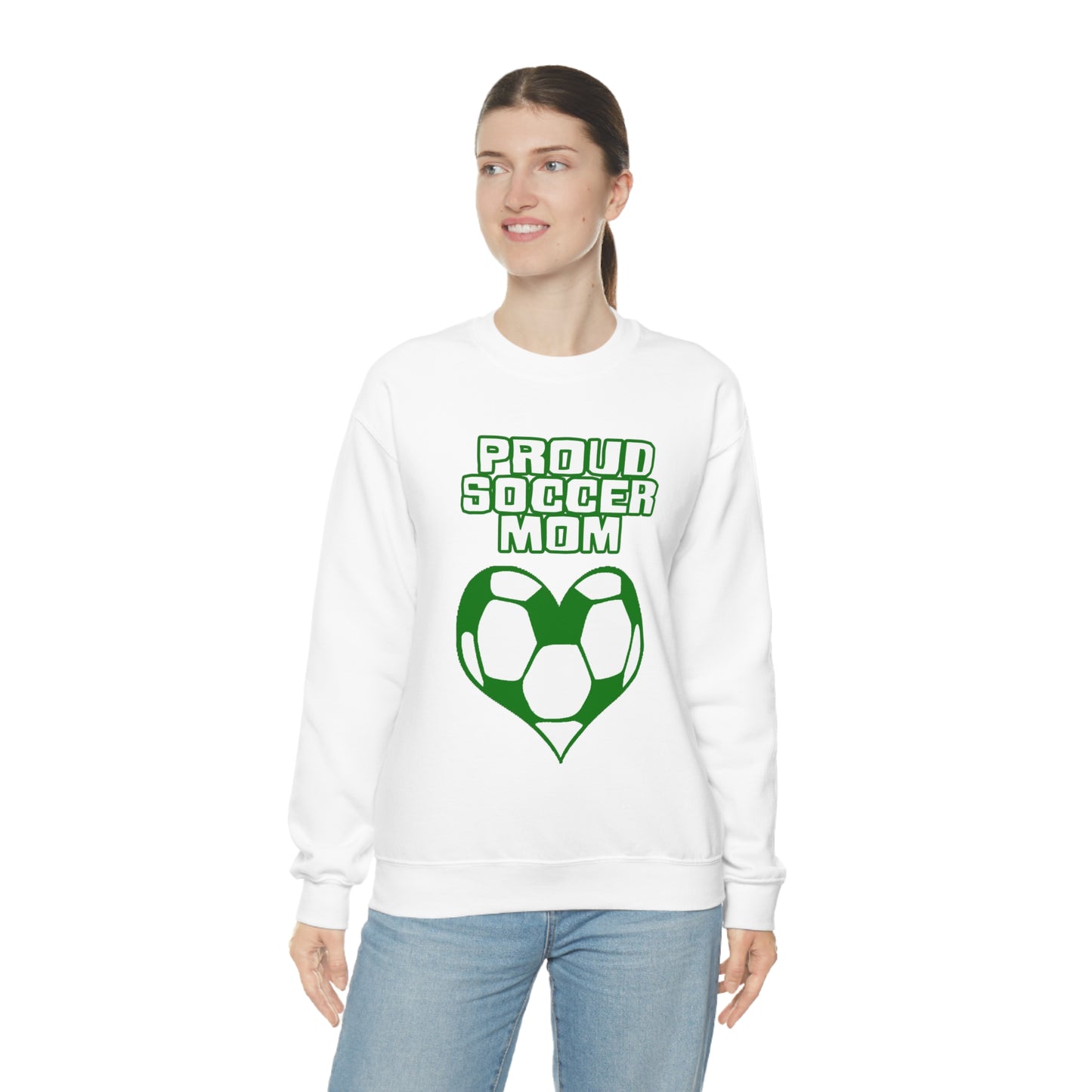 Proud -soccer-mom Heart Crewneck Sweatshirt