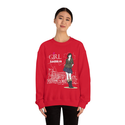 Girl with fashion Crewneck Sweatshirt