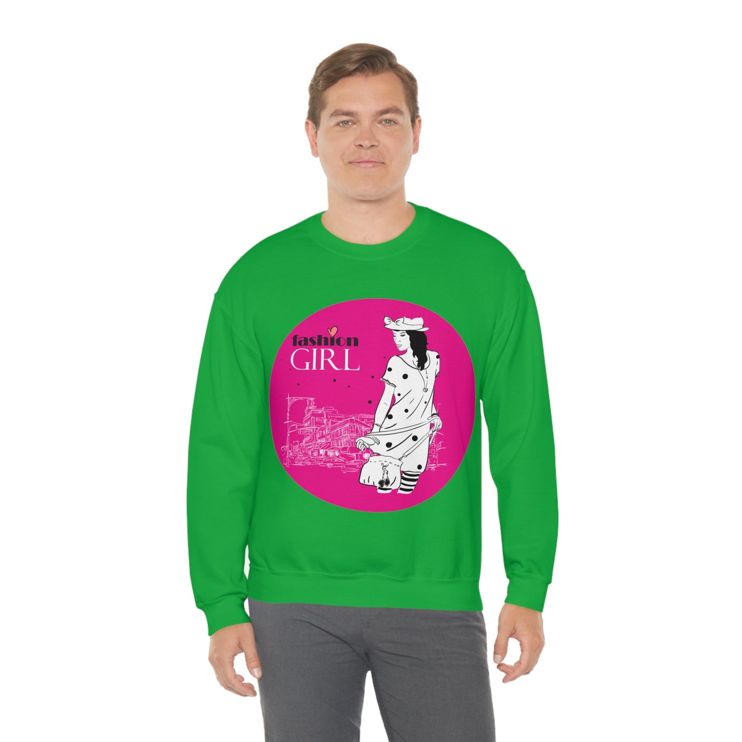 Pink Fashion girl Crewneck Sweatshirt