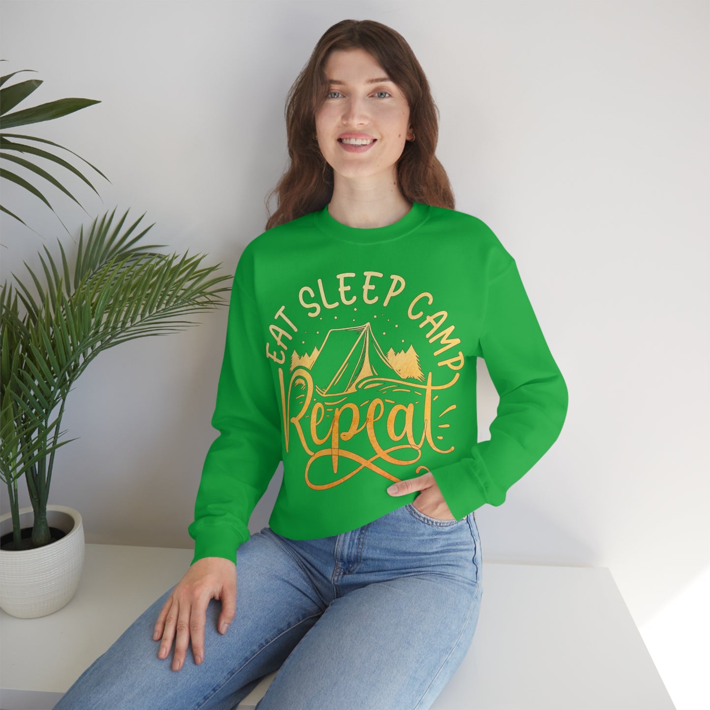 Eat Sleep Camp Repeat Crewneck Sweatshirt