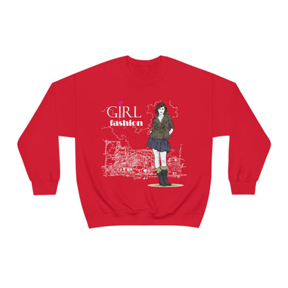 Girl with fashion Crewneck Sweatshirt