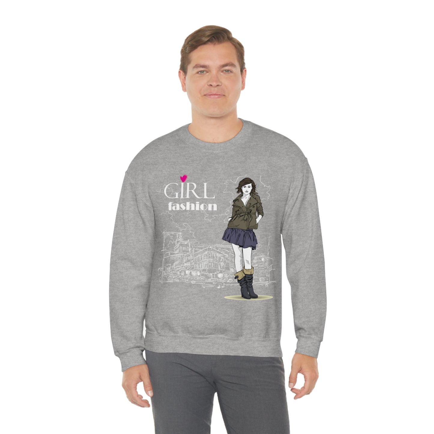 Girl with fashion Crewneck Sweatshirt