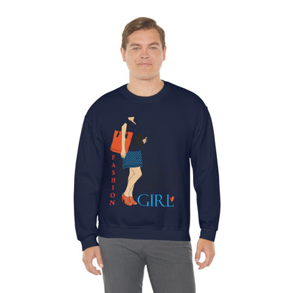 Fashion girl with a bag Crewneck Sweatshirt