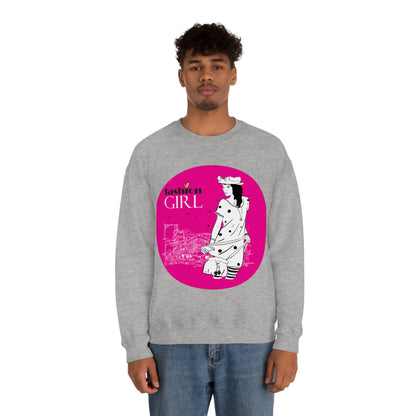 Pink Fashion girl Crewneck Sweatshirt