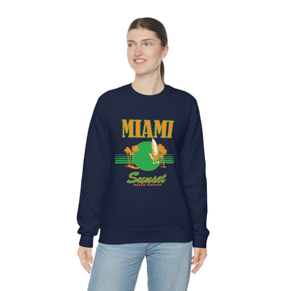 Miami Sunset Beach Paradise Crewneck Sweatshirt